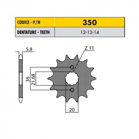 35012 - Pignone in Acciaio Sunstar Passo 520 con 12 denti