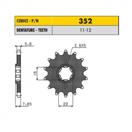 35211 - Pignone in Acciaio Sunstar Passo 520 con 11 denti