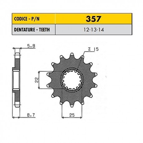 35712 - Pignone in Acciaio Sunstar Passo 520 con 12 denti