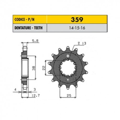 35915 - Pignone in Acciaio Sunstar Passo 520 con 15 denti