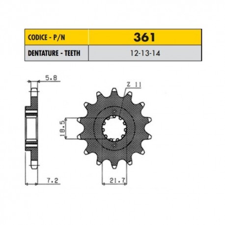 36112 - Pignone in Acciaio Sunstar Passo 520 con 12 denti