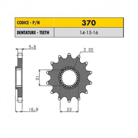 37016 - Pignone in Acciaio Sunstar Passo 520 con 16 denti