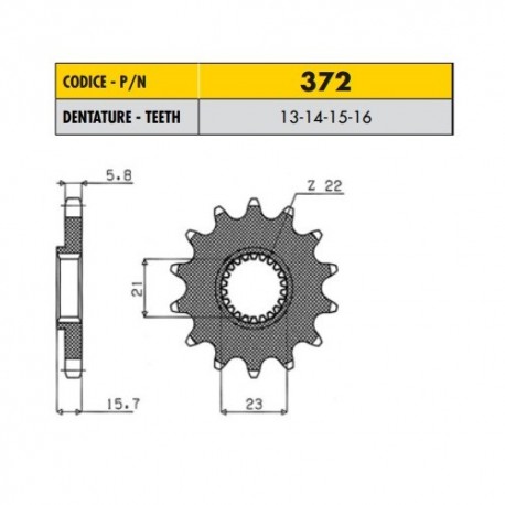 37214 - Pignone in Acciaio Sunstar Passo 520 con 14 denti