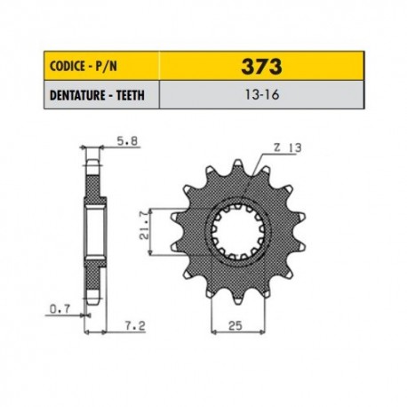 37313 - Pignone in Acciaio Sunstar Passo 520 con 13 denti