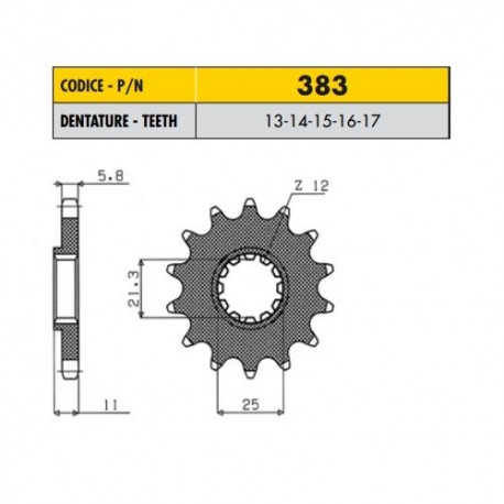 38313 - Pignone in Acciaio Sunstar Passo 520 con 13 denti