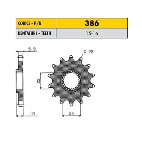 38615 - Pignone in Acciaio Sunstar Passo 520 con 15 denti