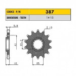 38714 - Pignone in Acciaio Sunstar Passo 520 con 14 denti