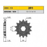 39112 - Pignone in Acciaio Sunstar Passo 520 con 12 denti