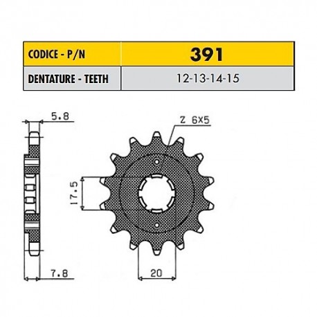 39112 - Pignone in Acciaio Sunstar Passo 520 con 12 denti