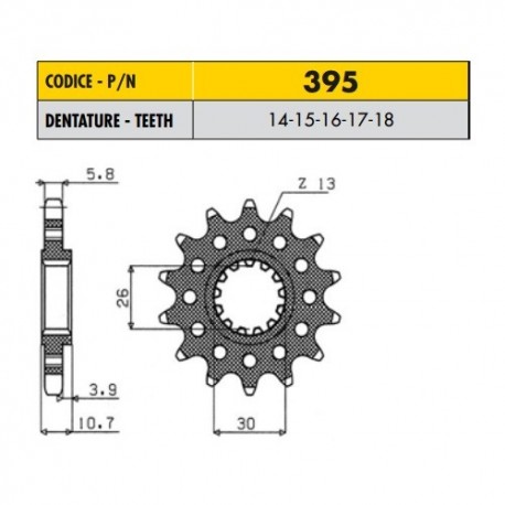 39515 - Pignone in Acciaio Sunstar Passo 520 con 15 denti