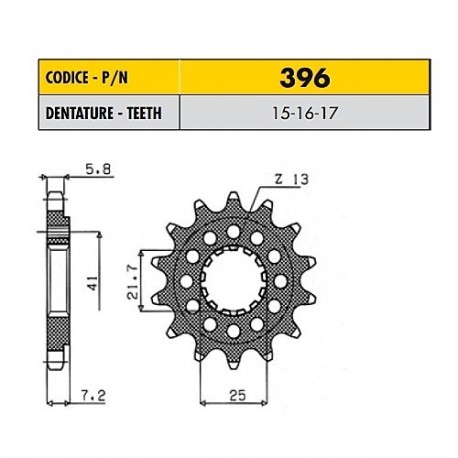 39617 - Pignone in Acciaio Sunstar Passo 520 con 17 denti