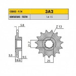 3A214 - Pignone in Acciaio Sunstar Passo 520 con 14 denti