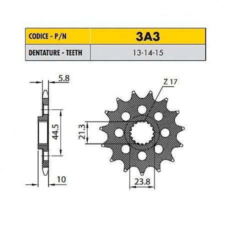 3A312 - Pignone in Acciaio Sunstar Passo 520 con 12 denti