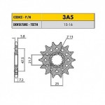 3A516 - Pignone in Acciaio Sunstar Passo 520 con 16 denti