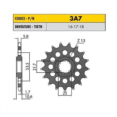 3A718 - Pignone in Acciaio Sunstar Passo 520 con 18 denti