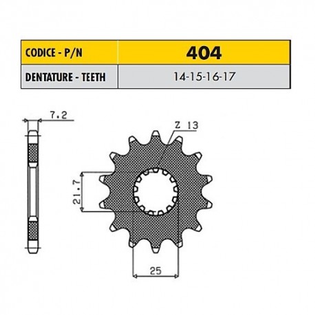 40417 - Pignone in Acciaio Sunstar Passo 525 con 17 denti