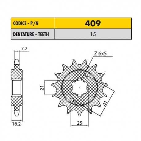 40915 - Pignone in Acciaio Sunstar Passo 525 con 15 denti