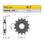 41714 - Pignone in Acciaio Sunstar Passo 525 con 14 denti