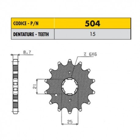 50415 - Pignone in Acciaio Sunstar Passo 530 con 15 denti