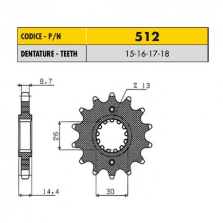 51215 - Pignone in Acciaio Sunstar Passo 530 con 15 denti