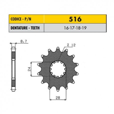 51618 - Pignone in Acciaio Sunstar Passo 530 con 18 denti