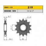 51916 - Pignone in Acciaio Sunstar Passo 530 con 16 denti