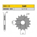 56016 - Pignone in Acciaio Sunstar Passo 530 con 16 denti