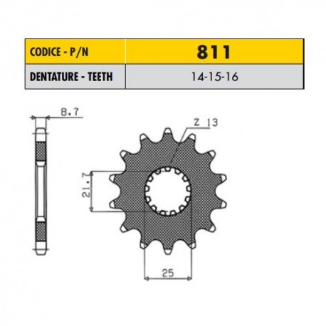 81114 - Pignone in Acciaio Sunstar Passo 532 con 14 denti