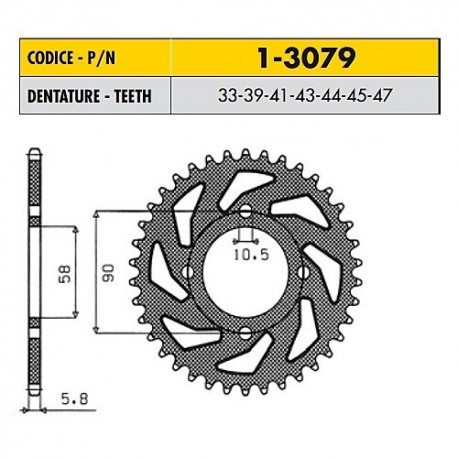 1-3079-39 - Corona in Acciaio Sunstar passo 520 con 39 denti