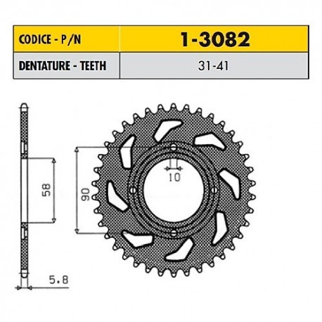 1-3082-31 - Corona in Acciaio Sunstar passo 520 con 31 denti