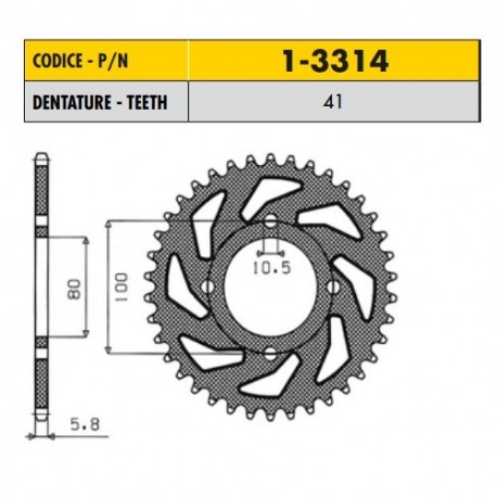 1-3314-41 - Corona in Acciaio Sunstar passo 520 con 41 denti