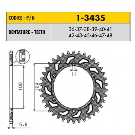 1-3435-47 - Corona in Acciaio Sunstar passo 520 con 47 denti