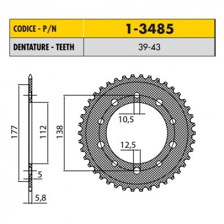 1-3485-39 - Corona in Acciaio Sunstar passo 520 con 39 denti