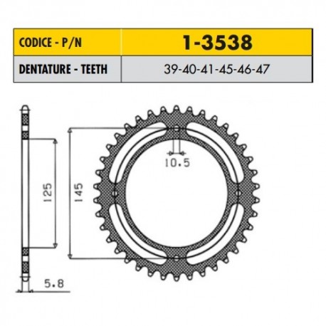 1-3538-40 - Corona in Acciaio Sunstar passo 520 con 40 denti