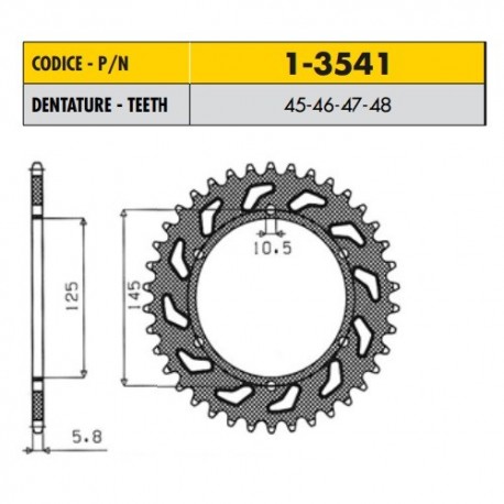 1-3541-46 - Corona in Acciaio Sunstar passo 520 con 46 denti