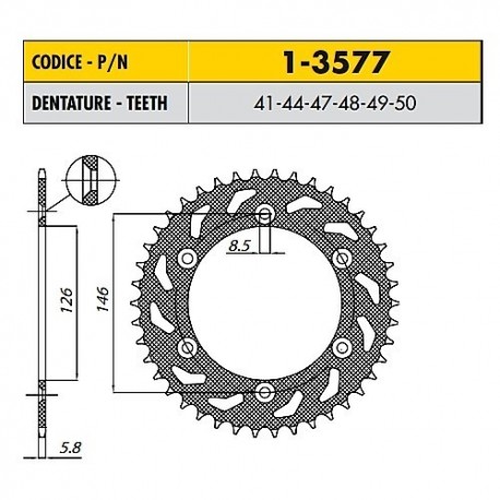 1-3577-41 - Corona in Acciaio Sunstar passo 520 con 41 denti