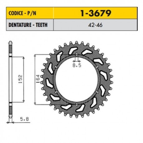 1-3679-46 - Corona in Acciaio Sunstar passo 520 con 46 denti