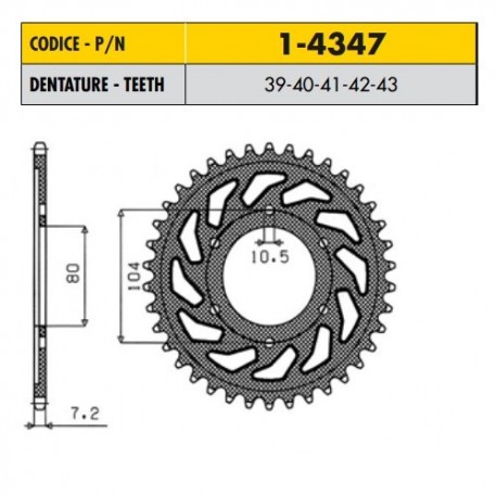 1-4347-39 - Corona in Acciaio Sunstar passo 525 con 39 denti