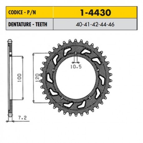 1-4430-40 - Corona in Acciaio Sunstar passo 525 con 40 denti