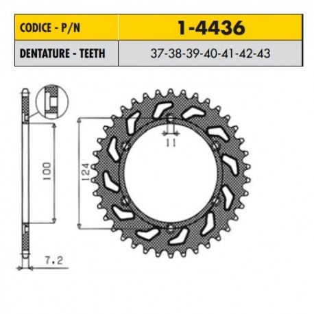 1-4436-43 - Corona in Acciaio Sunstar passo 525 con 43 denti