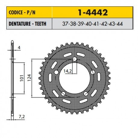 1-4442-38 - Corona in Acciaio Sunstar passo 525 con 38 denti