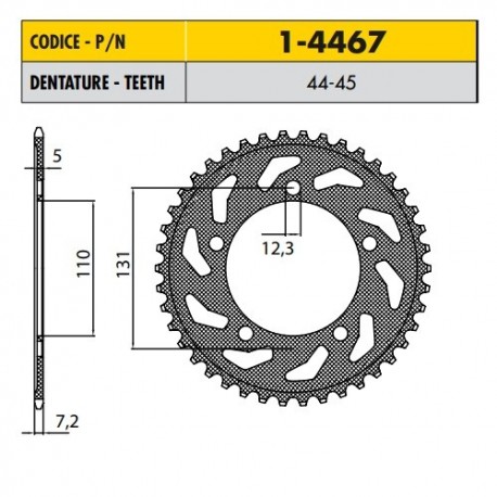 1-4467-45 - Corona in Acciaio Sunstar passo 525 con 45 denti