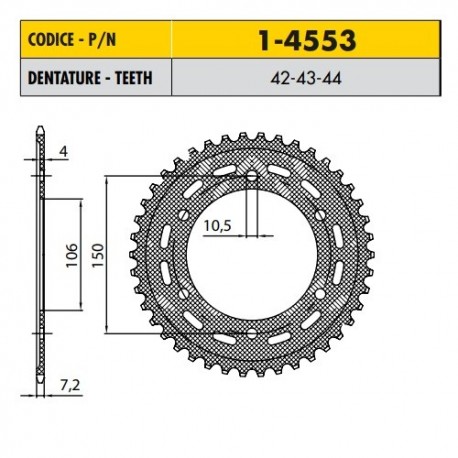 1-4553-42 - Corona in Acciaio Sunstar passo 525 con 42 denti