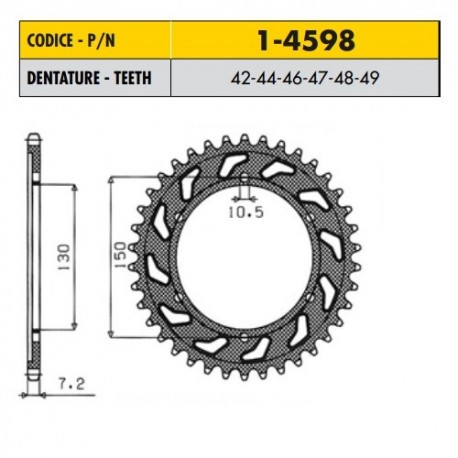 1-4598-47 - Corona in Acciaio Sunstar passo 525 con 47 denti