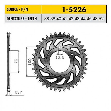 1-5226-43 - Corona in Acciaio Sunstar passo 530 con 43 denti