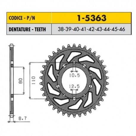 1-5363-41 - Corona in Acciaio Sunstar passo 530 con 41 denti