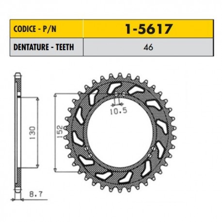 1-5617-46 - Corona in Acciaio Sunstar passo 530 con 46 denti