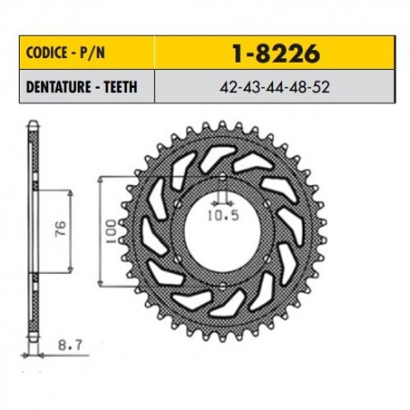 1-8226-43 - Corona in Acciaio Sunstar passo 532 con 43 denti