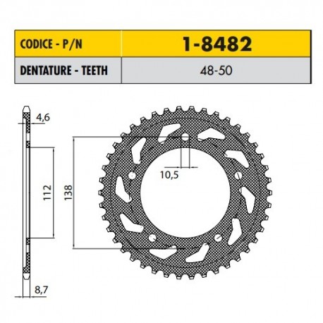 1-8482-48 - Corona in Acciaio Sunstar passo 532 con 48 denti