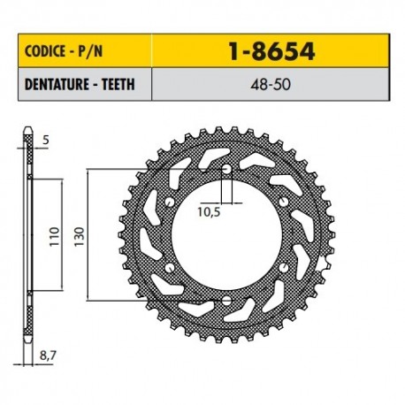 1-8654-48 - Corona in Acciaio Sunstar passo 532 con 48 denti